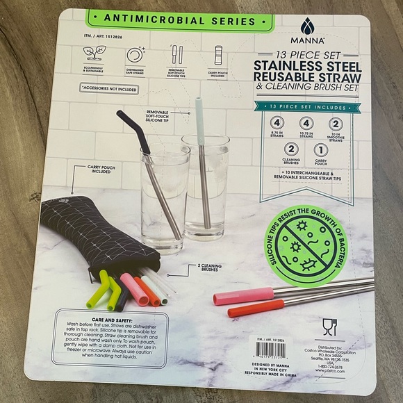 Antimicrobial Stainless Steel Straw Set | 13pc - Picture 3 of 3